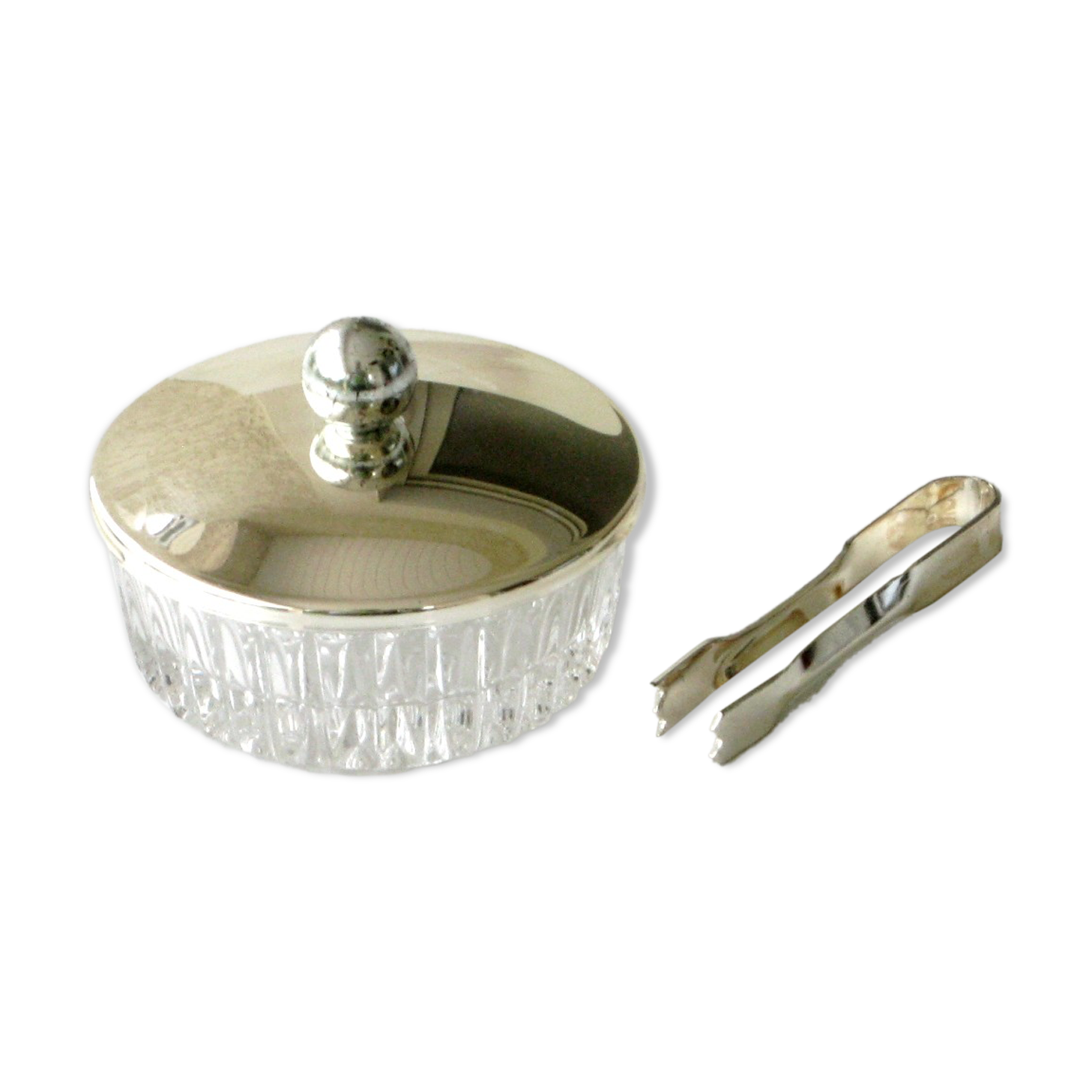 Mini lead crystal sucker with lid and tweezer - Diameter 56mm