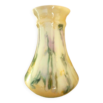 Large vase, blown glass with colored inclusions, Murano design from the 80s