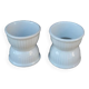 Set of 2 domino shaped shells in white ceramic