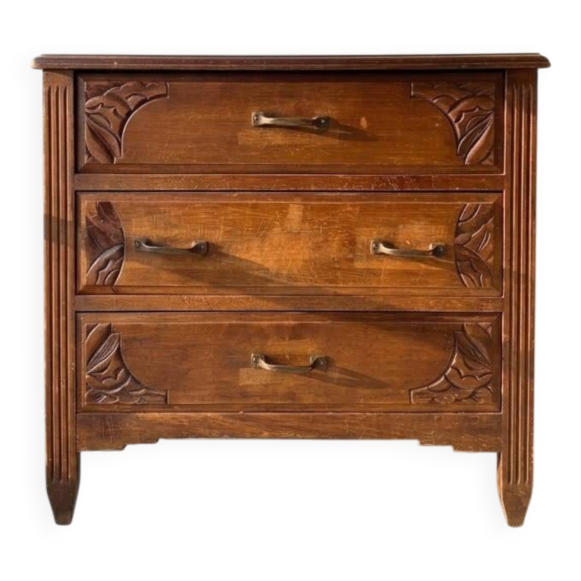 Authentic brown solid wood chest of drawers