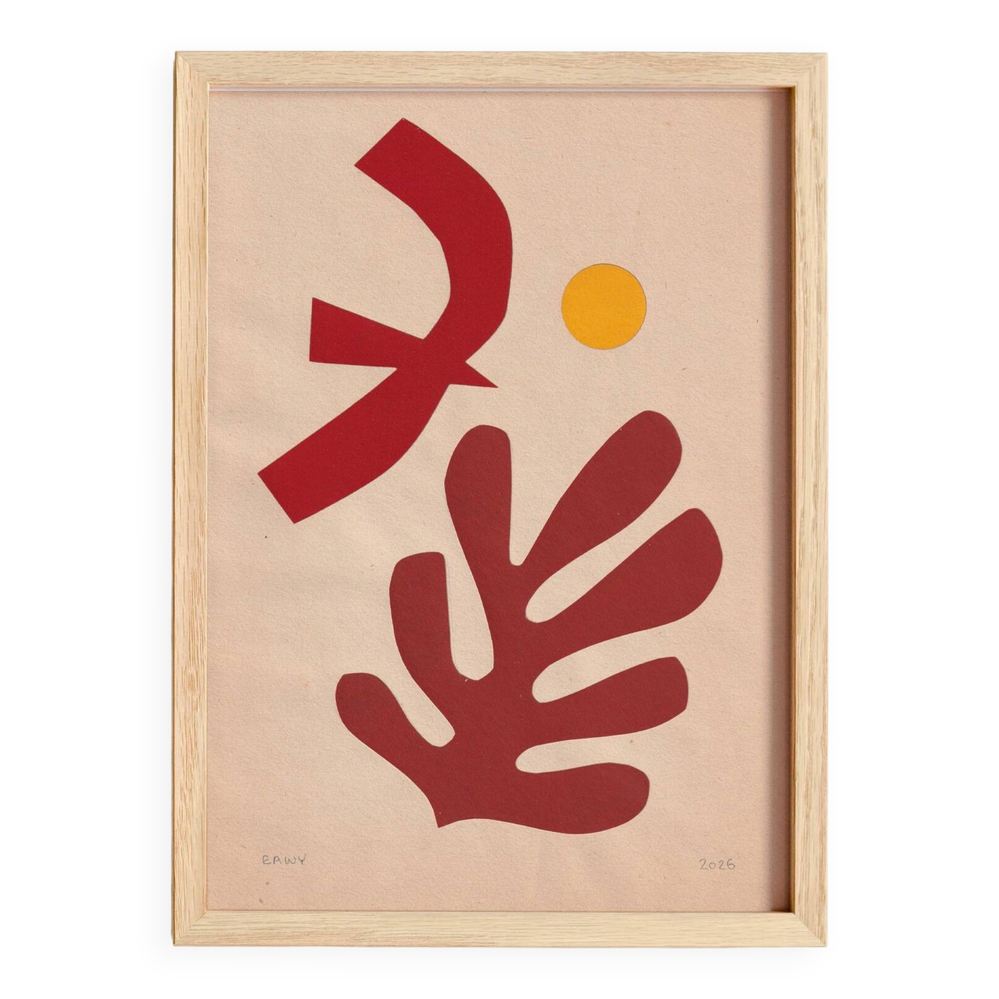 Contemporary collage "birds" inspired by Matisse signed Eawy.