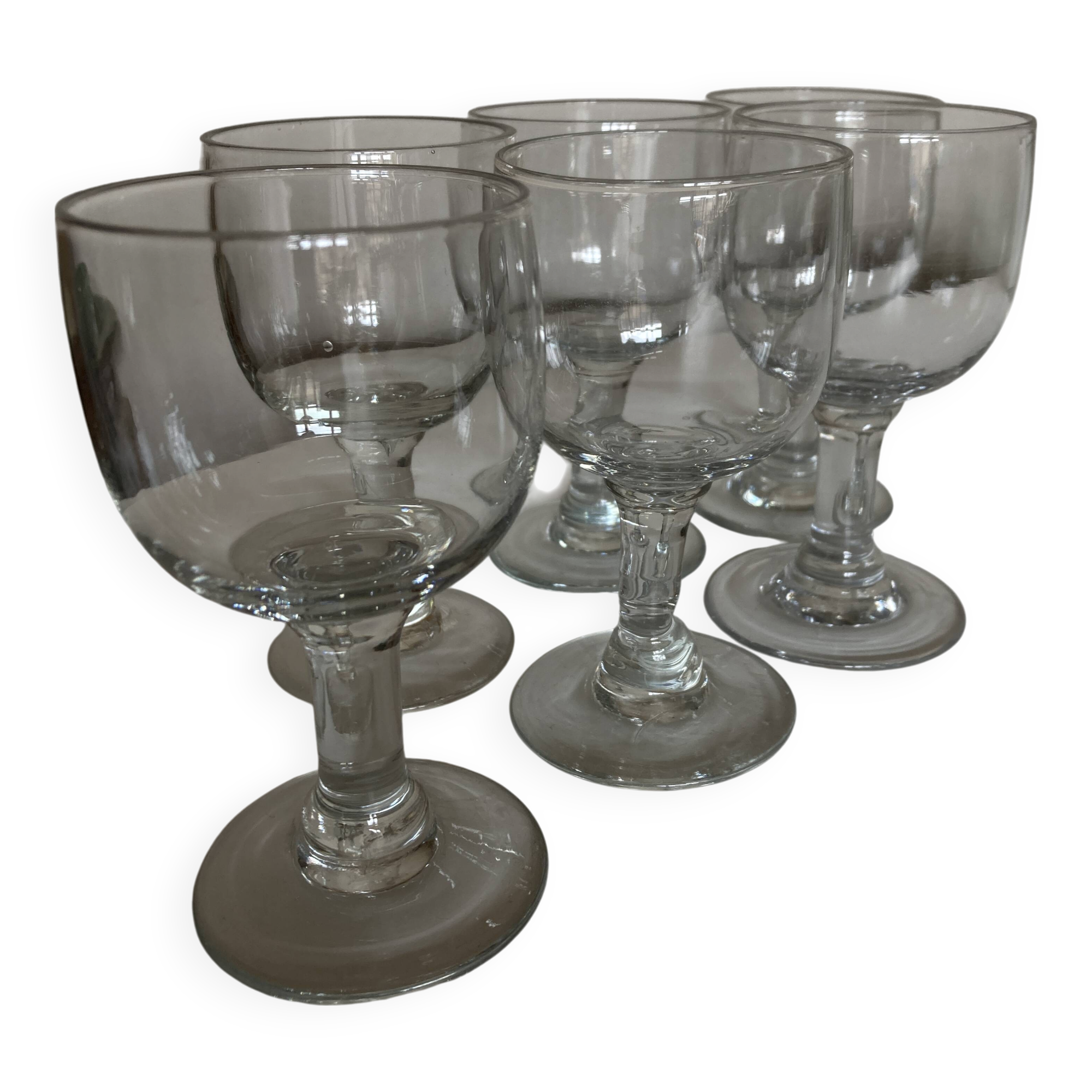 Set of 6 tulip glasses, 19th century