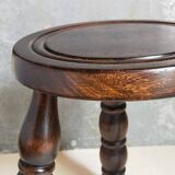 Vintage solid turned wood tripod stool