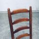 Rustic Ladder Back Oak and Rush Dining Chairs, 1960s, Set of 4