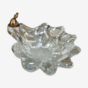 Old pen holder / empty pocket, crystal, signed Daum