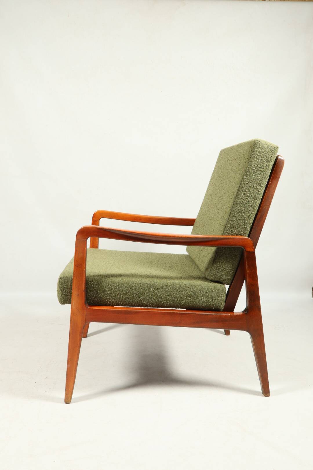 Fauteuil vintage avec coussins et boucles vertes en bois, 1980