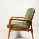 Fauteuil vintage avec coussins et boucles vertes en bois, 1980