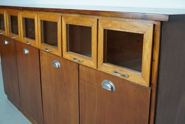 Meuble de mercerie / meuble à grains vintage hollandais en hêtre et chêne, années 1950