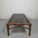 Table basse bambou verre fumé