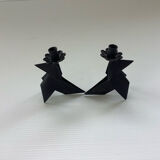 2 bougeoirs brutalistes formant des oiseaux, Danemark 1970