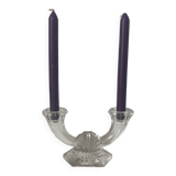 Candle holder with two arms of light in crystal Val Saint Lambert
