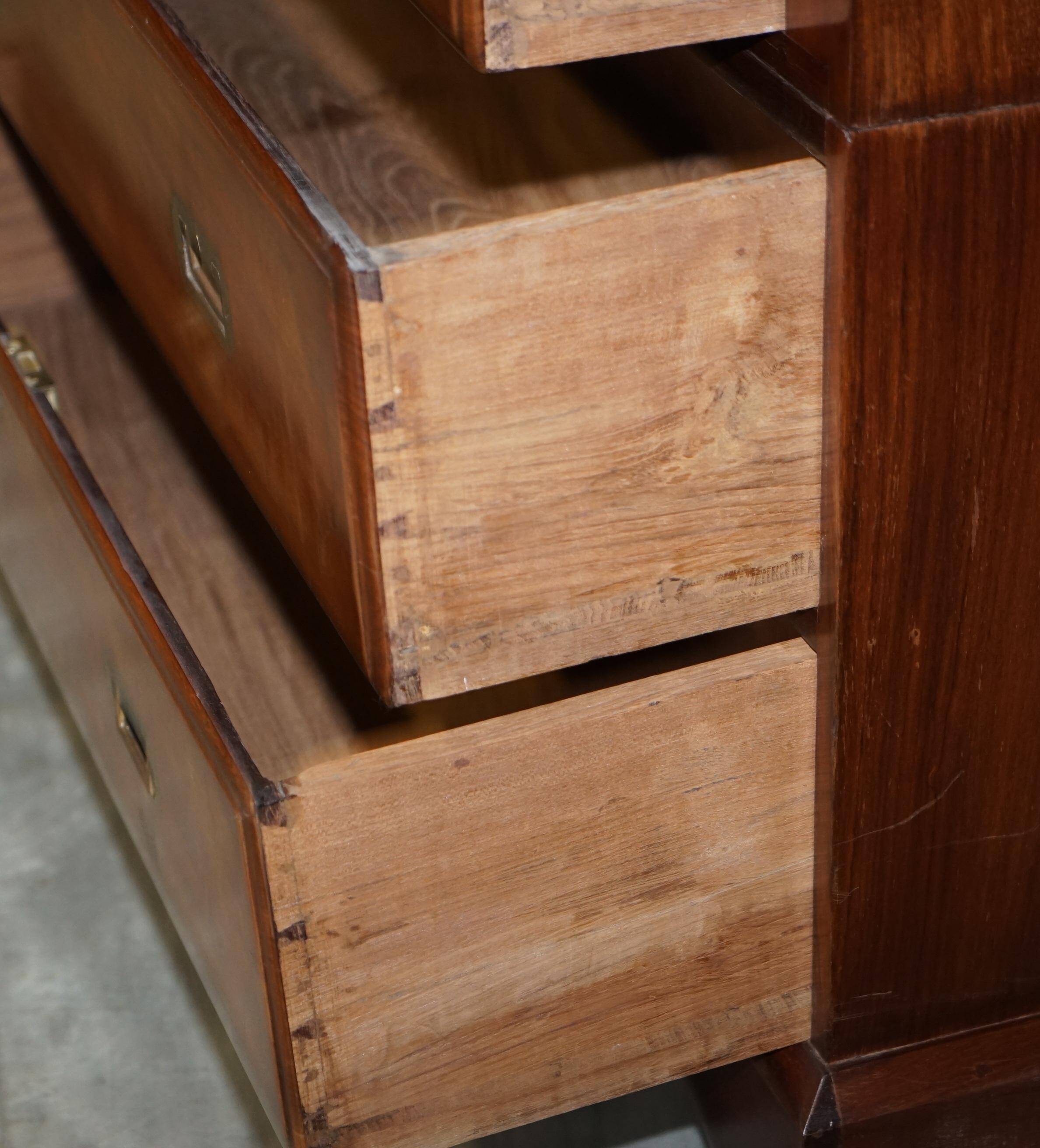 Anglo-Indian military desk in camphor wood and brass