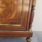 Buffet meuble d'appuie Napoléon iii en marqueterie florale et marbre 19ème