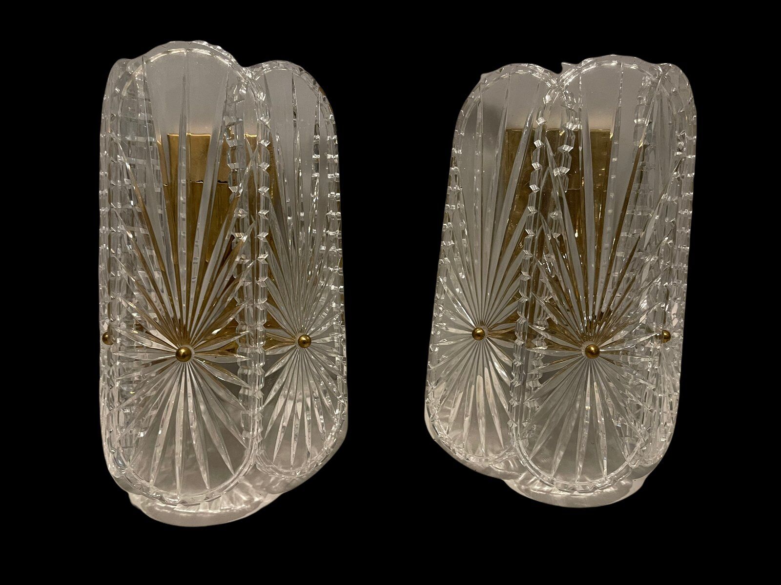 Mid-Century Crystal Sconces, Set of 2