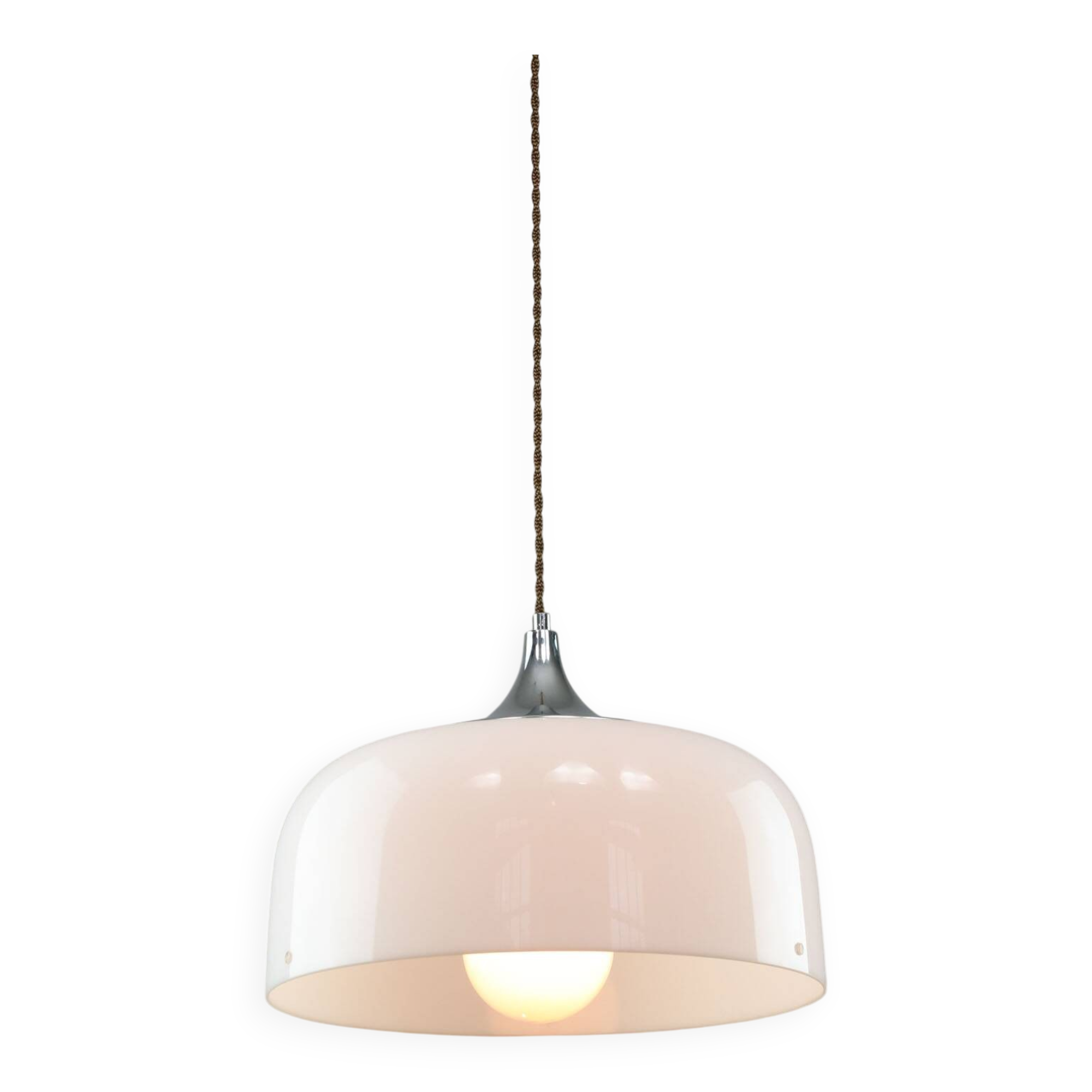 Space Age White Pendant Lamp from Guzzini, 1960s