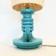 Art Deco green ceramic candle holder lamp base with raffia shade