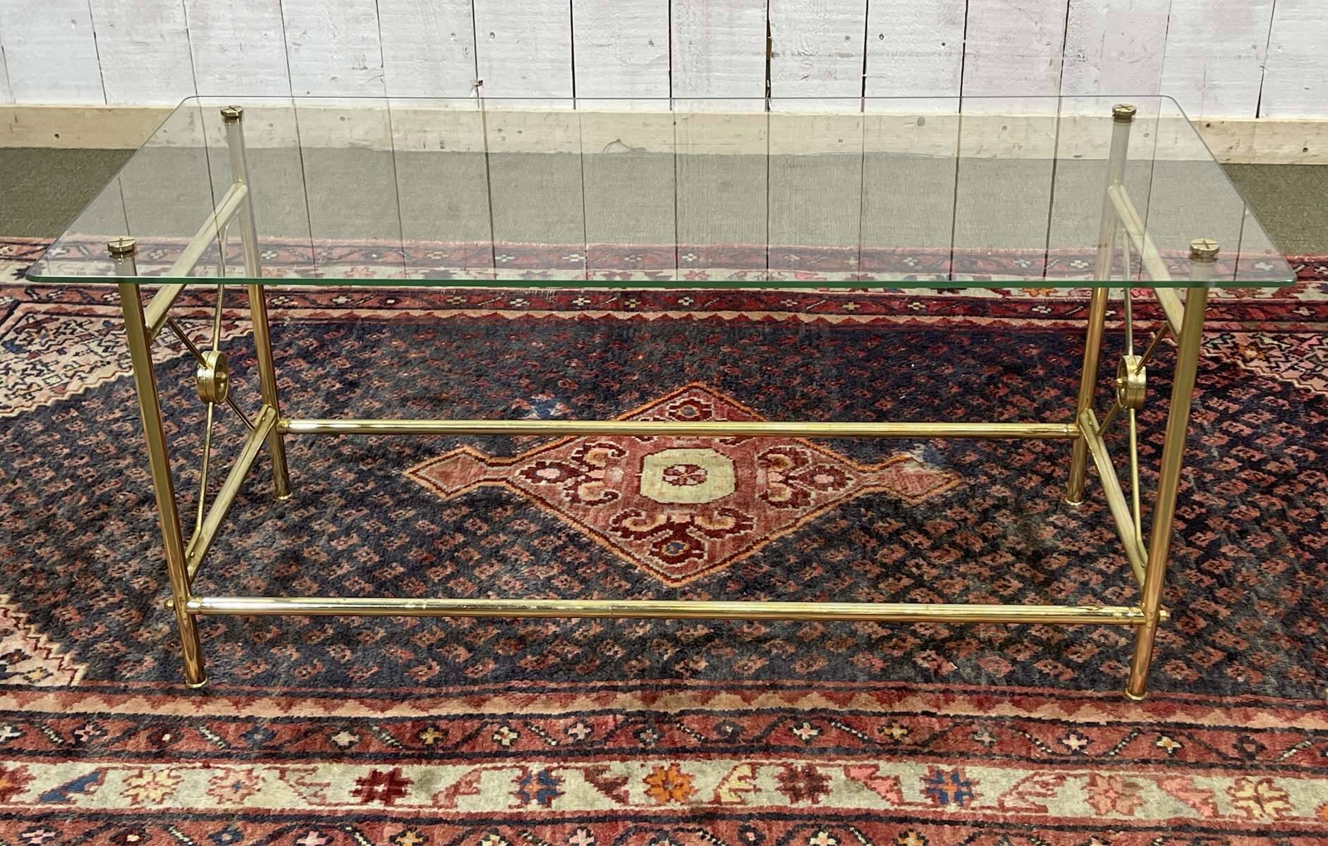 Glass and brass coffee table - 1970s