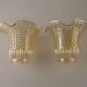 Matching Pair of Vintage French Amber Patterned Glass Shades 5594
