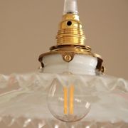 Hanging lamp opaline undulating old lampshade white glass