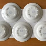 5 old GIEN earthenware soup plates