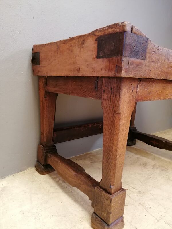 Ancien table billot de boucher trussant & cie, 1960