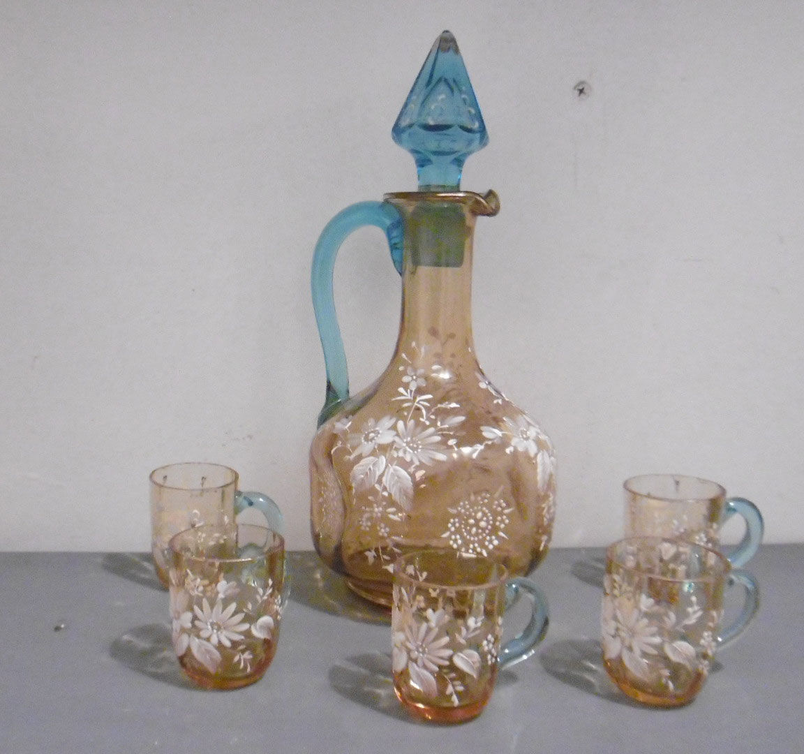 Service a liqueur carafe et verres verre emailé