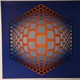 Plate by Victor Vasarely – "Universal Structure of the Hexagon" – Op A