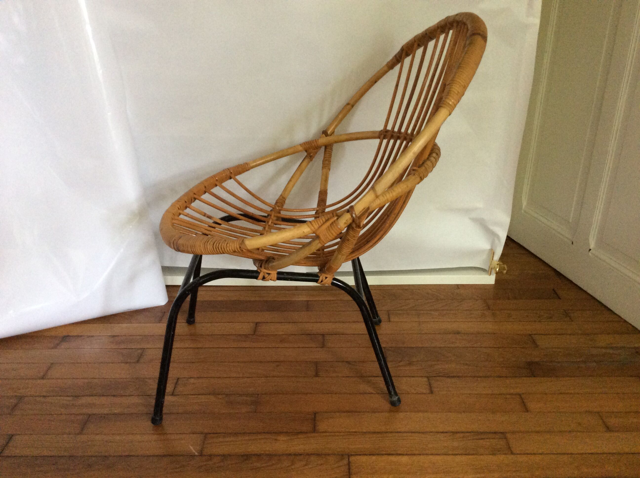 Fauteuil en rotin vintage