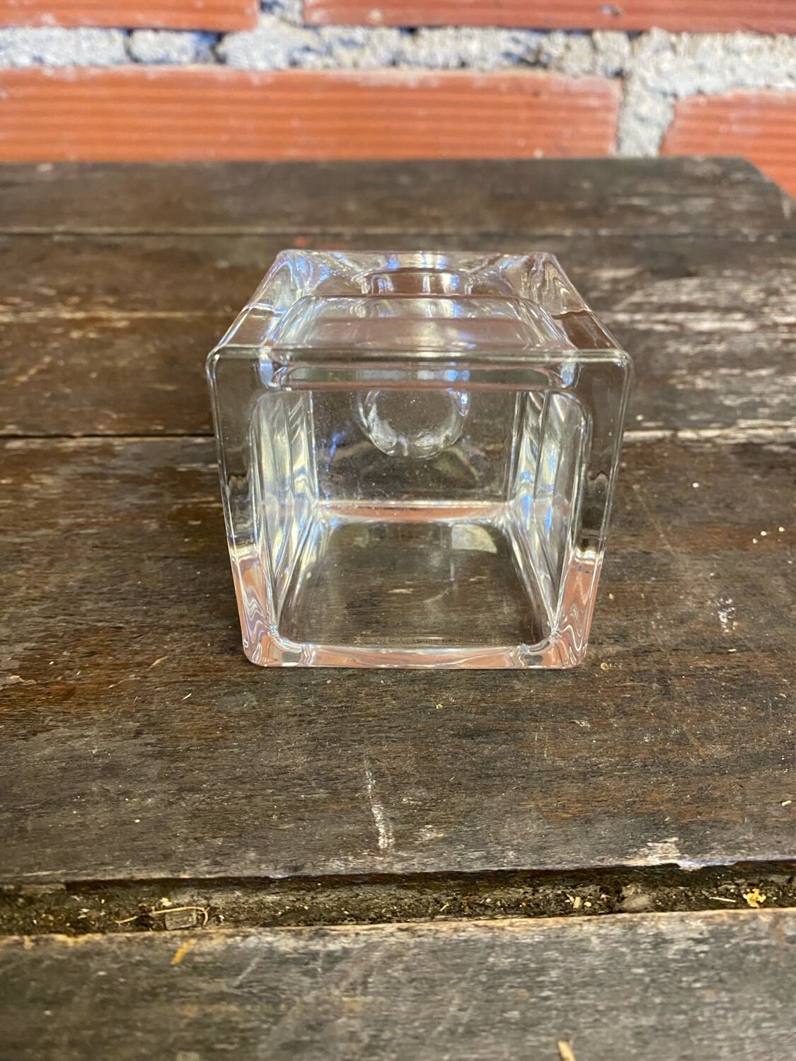 Vintage 1970s Dansk Ice Cube Design Glass Candle Holder