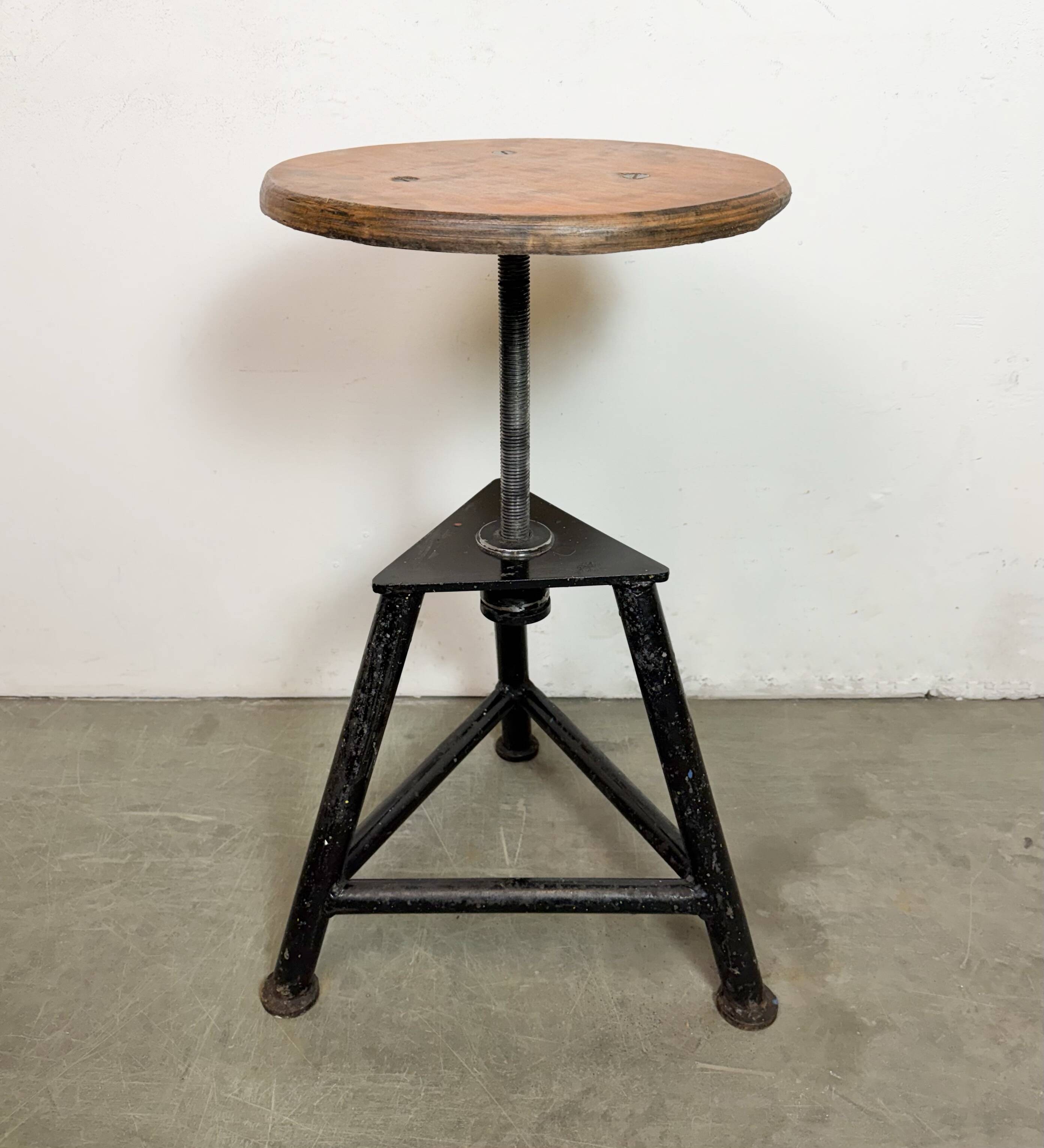 Black Industrial Workshop Swivel Stool, 1960s