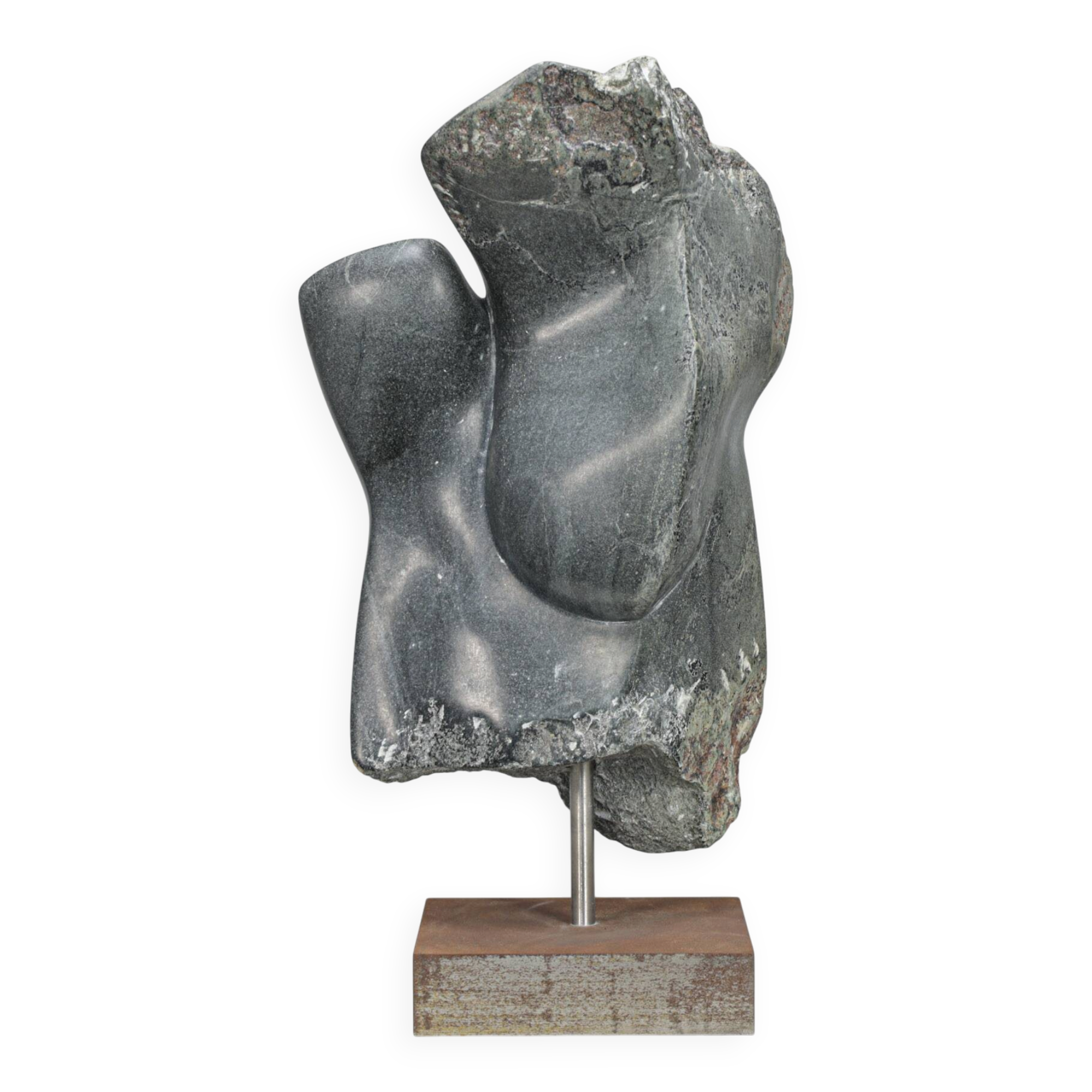 Abstract dolomite stone sculpture by Ineke van Zuuren, Netherlands, 1980s