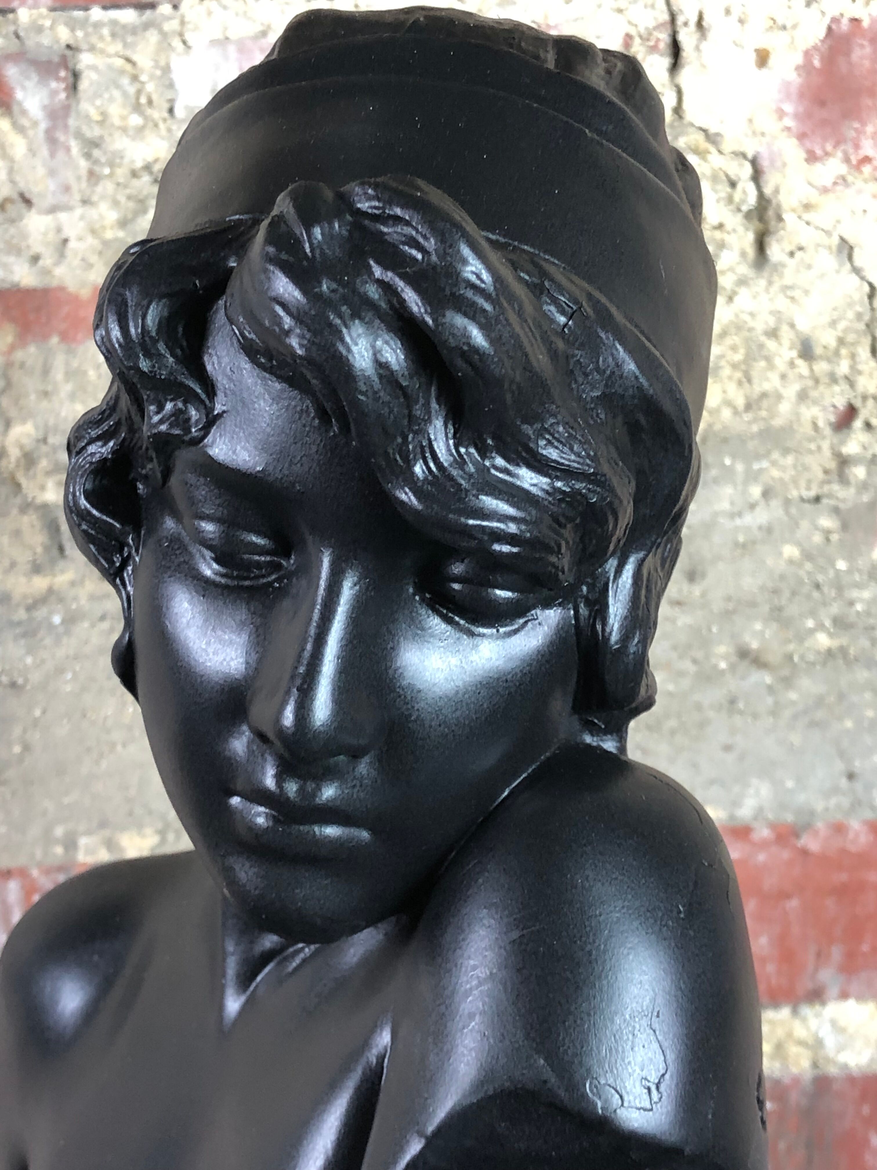 Art Nouveau woman bust in plaster signed E.Villanis