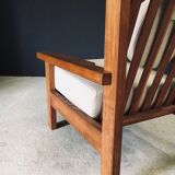 Brutalist Square Oak Lounge Chair, Belgium, 1950s