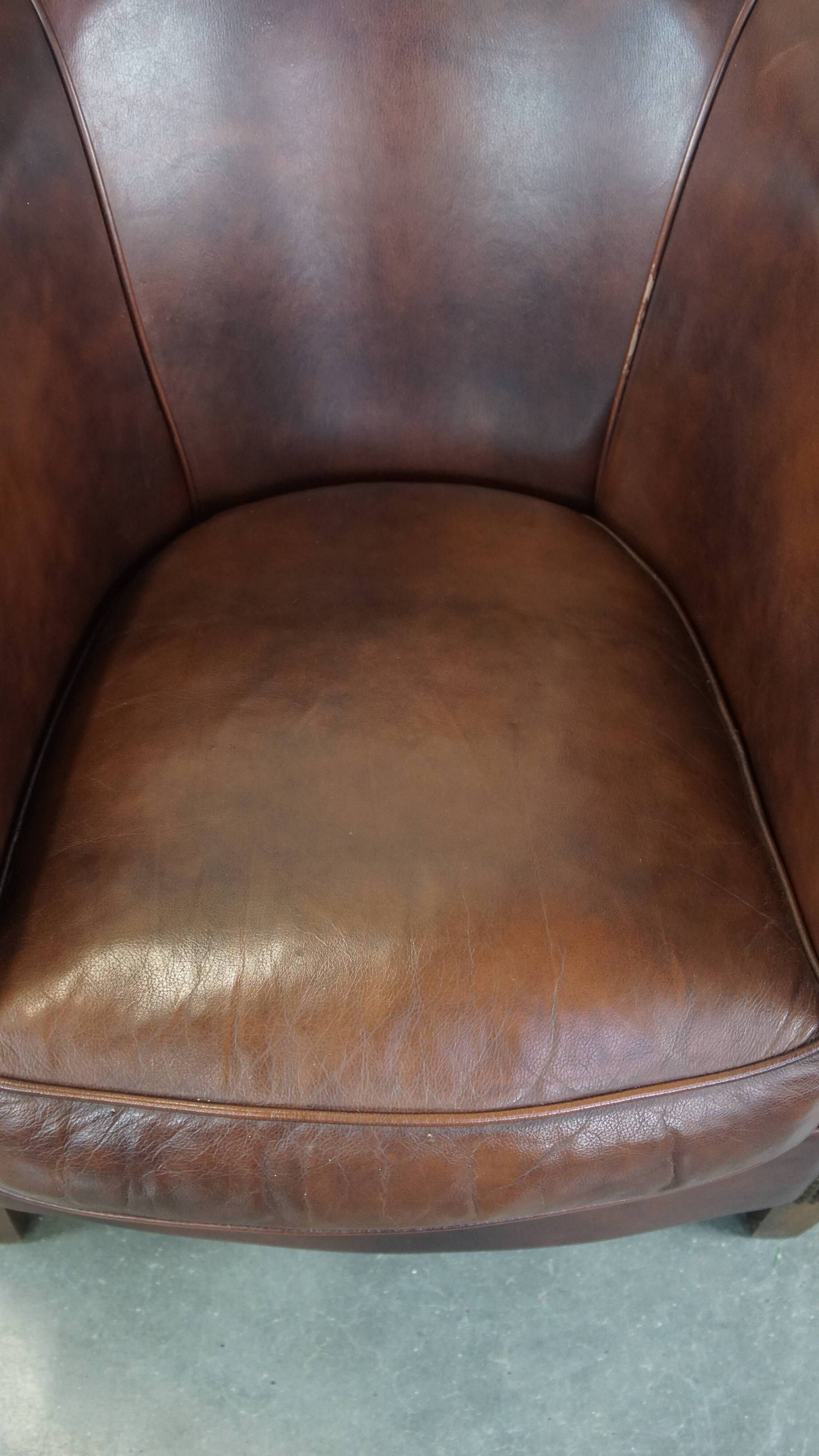 Cow leather club chair in English style