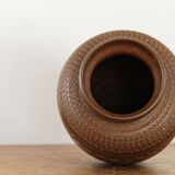 Carved terracotta vase, signed