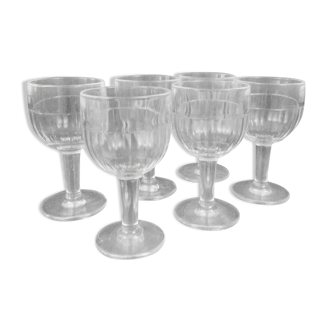 6 molded glass wine glasses