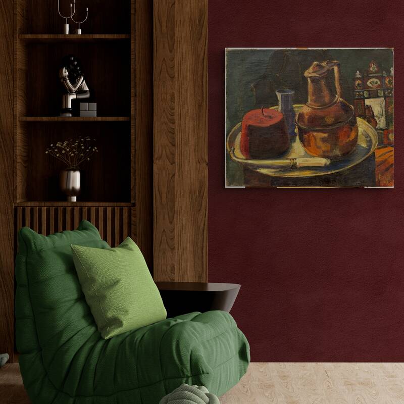 Oil painting on canvas, oriental still life, 20th century, oil on canvas, signed, 65x54 cm, unframed