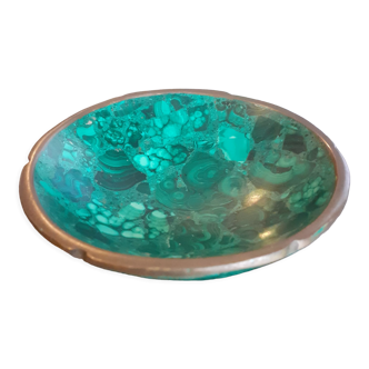 Malachite and gilded brass bowl