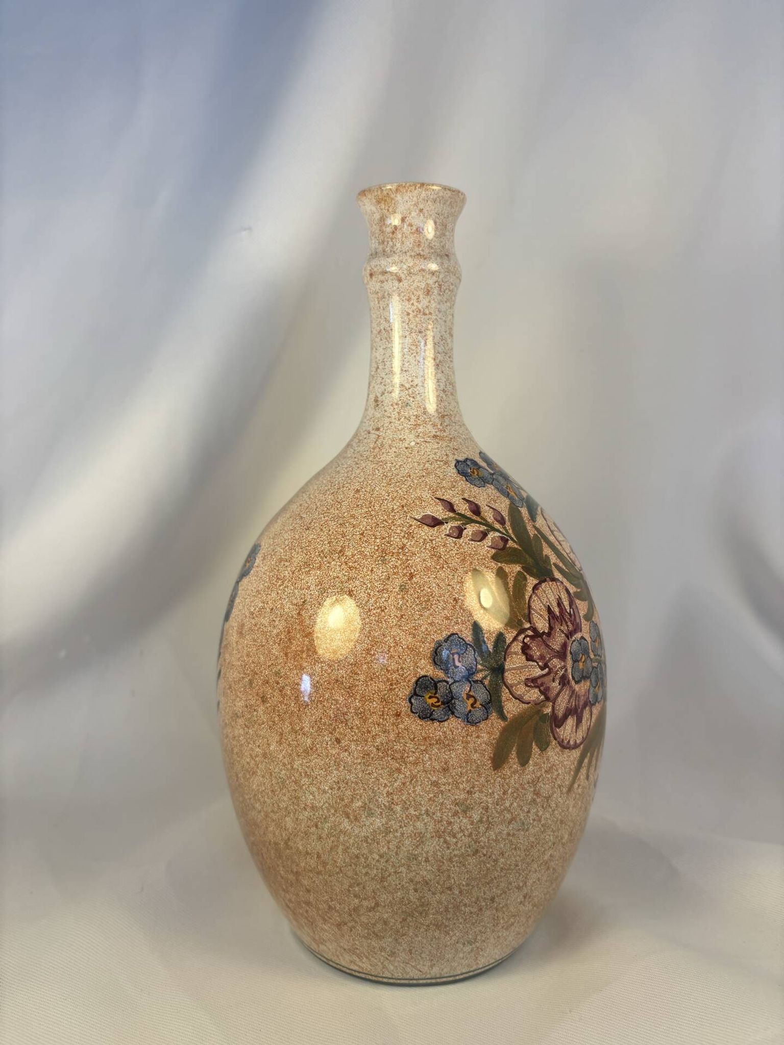 Magnificent vintage vase signed Simon-D – Glazed ceramic with floral decoration.