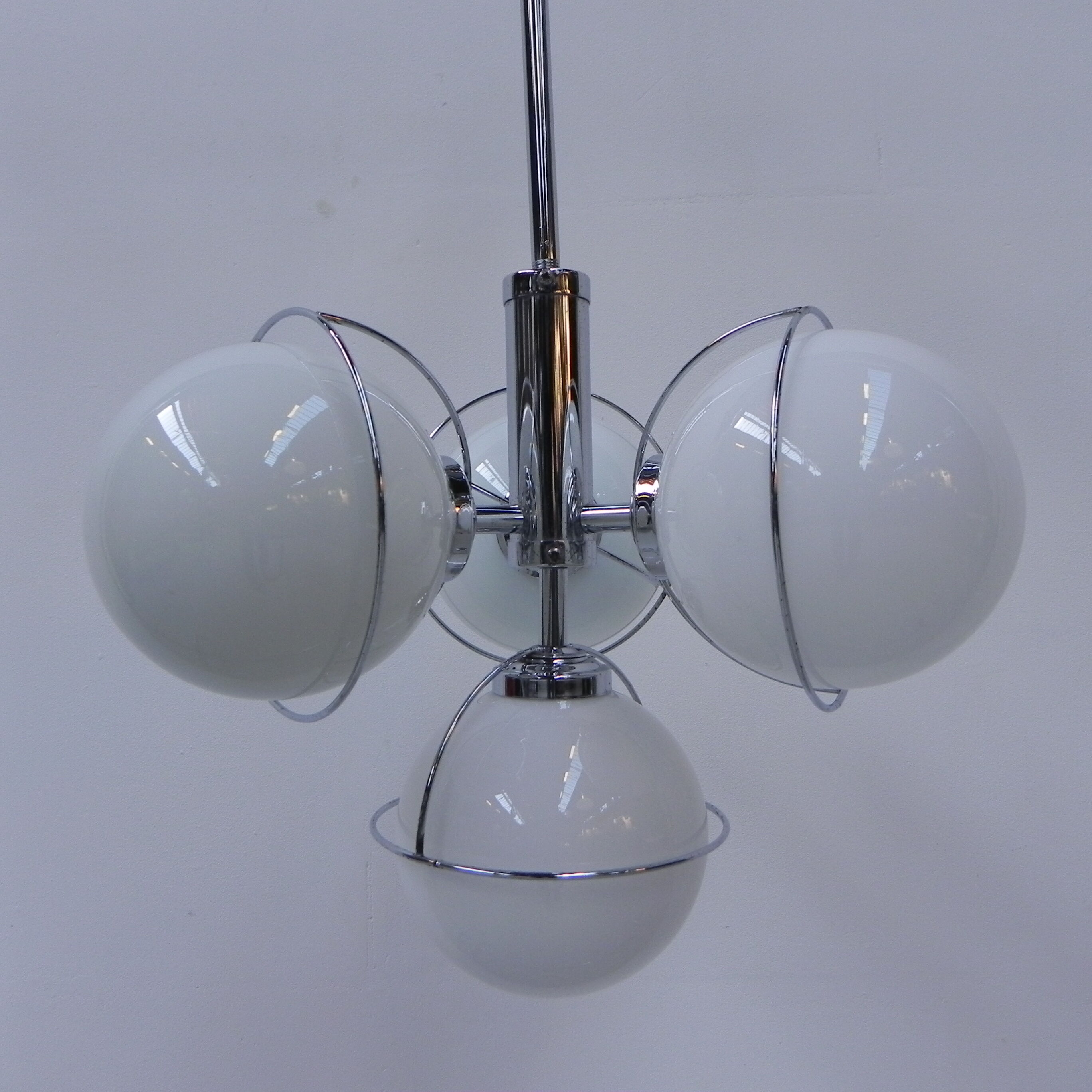 Vintage space age hanging lamp with 4 glass balls