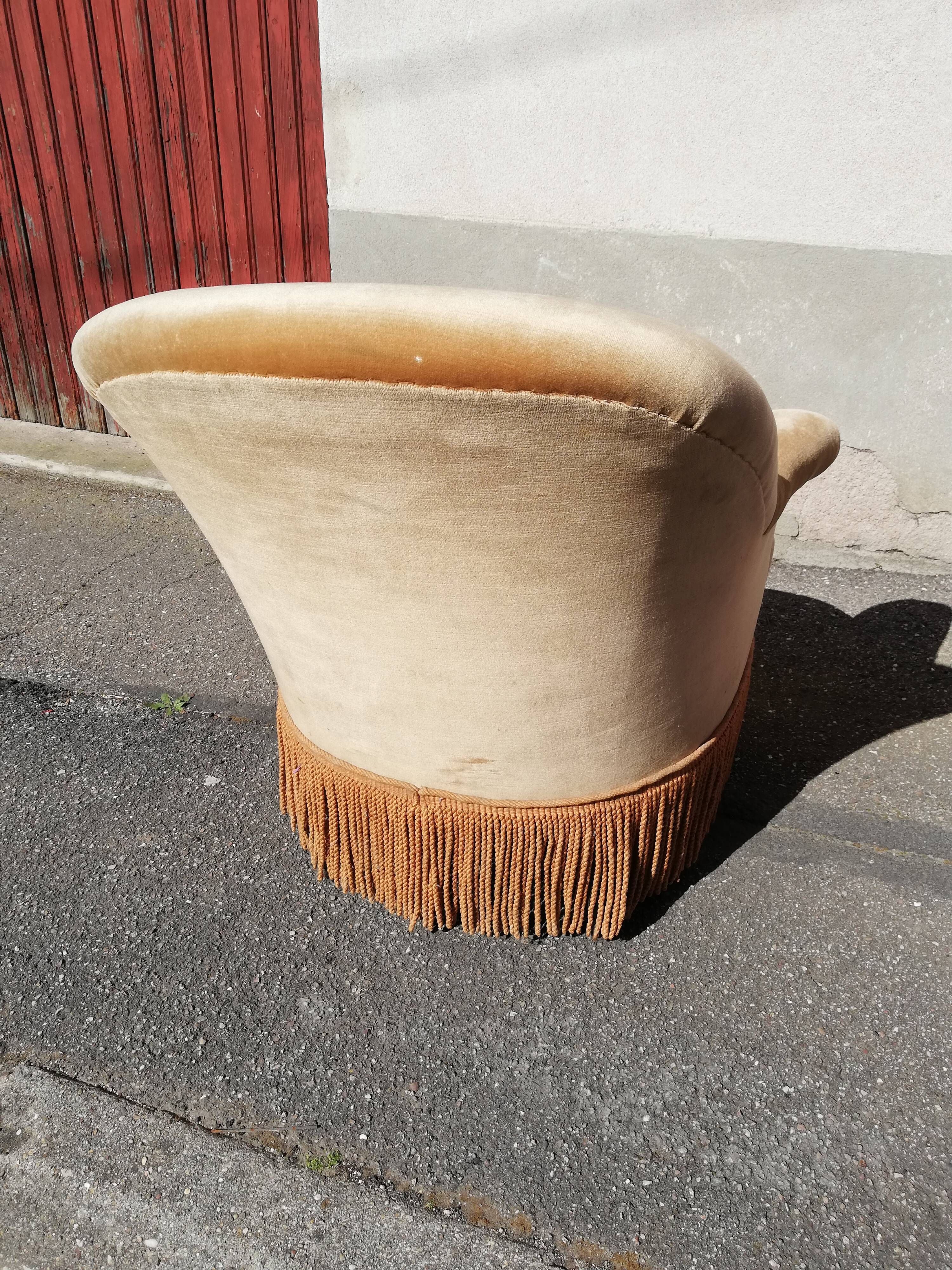 Toad armchair yellow fabric year 50