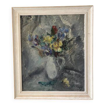 Bouquet d’automne, huile sur panneau signée