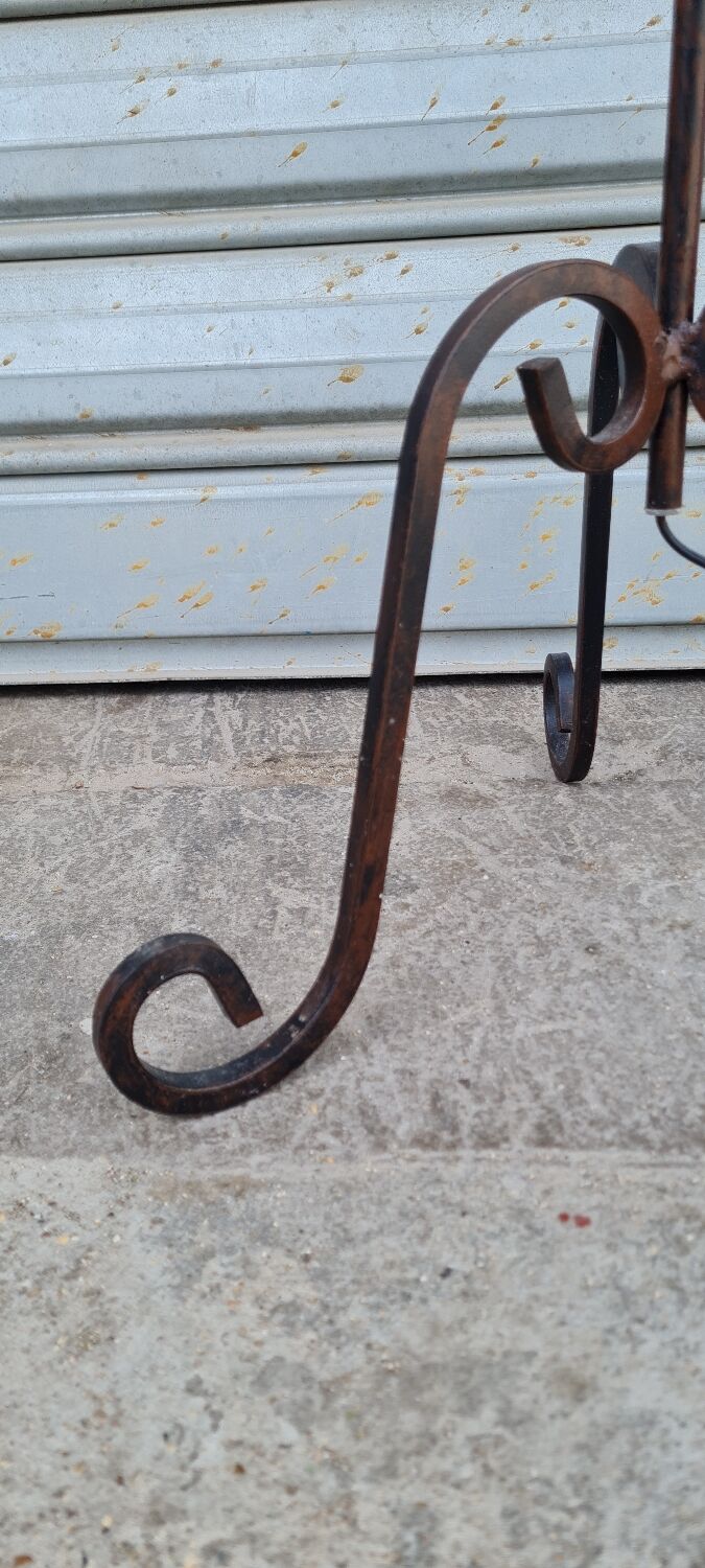 Wrought iron floor lamp and rope