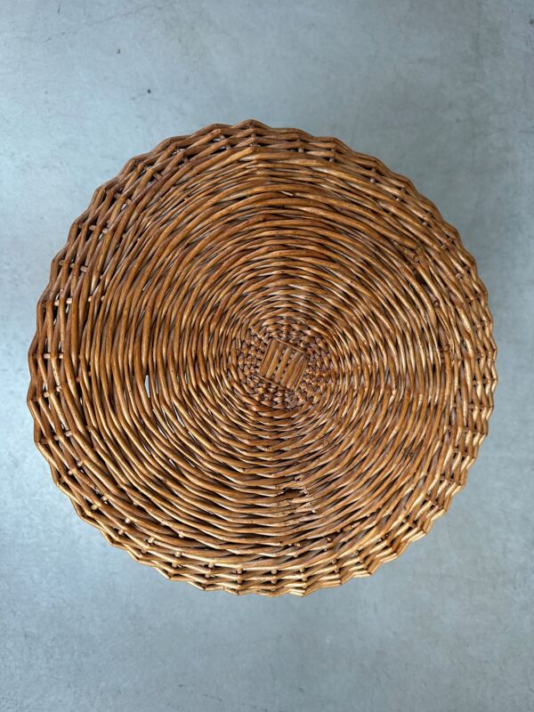 Tabouret vintage en osier / bambou