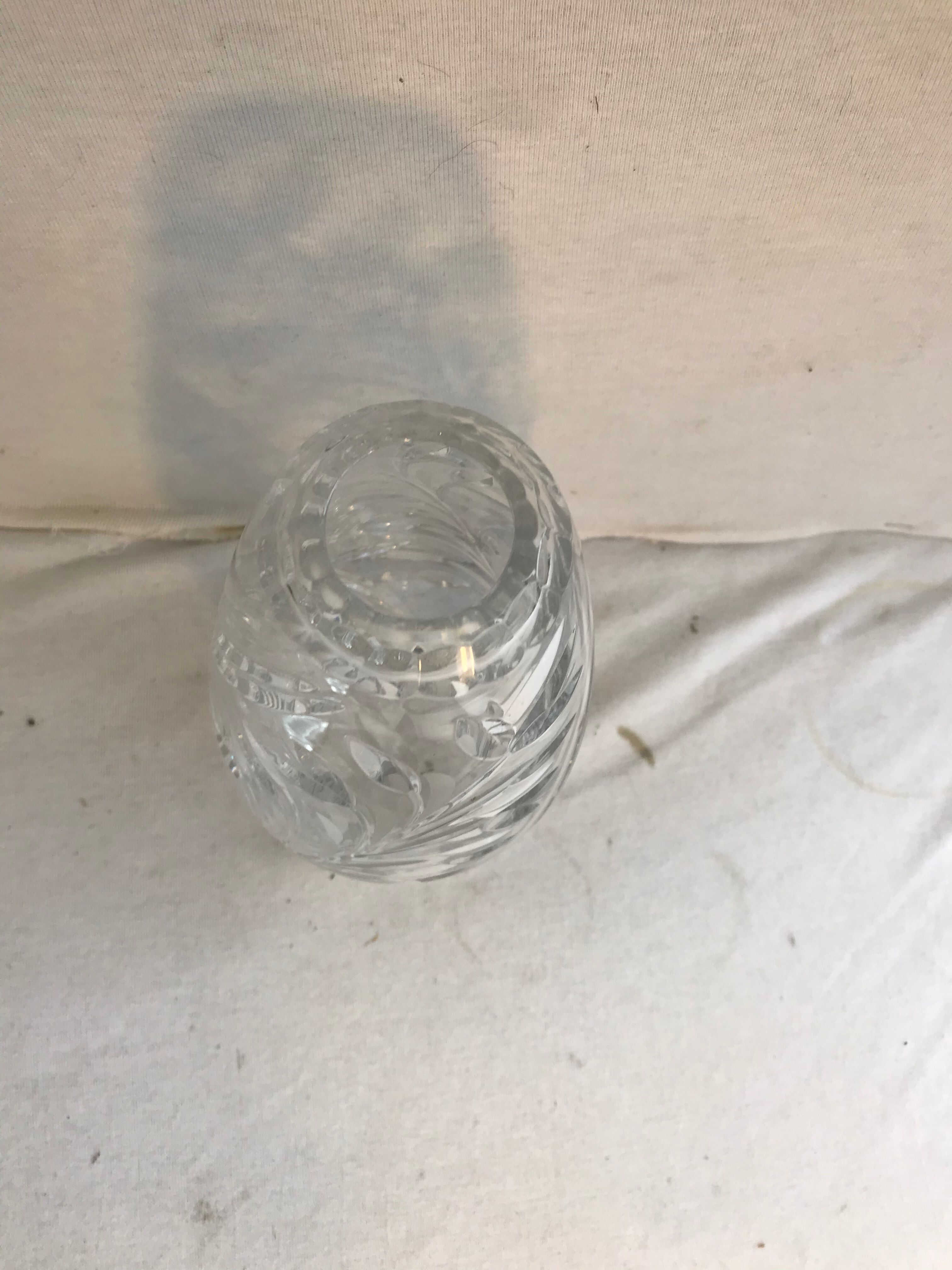 Antique crystal vase cut & polished flower design made in France