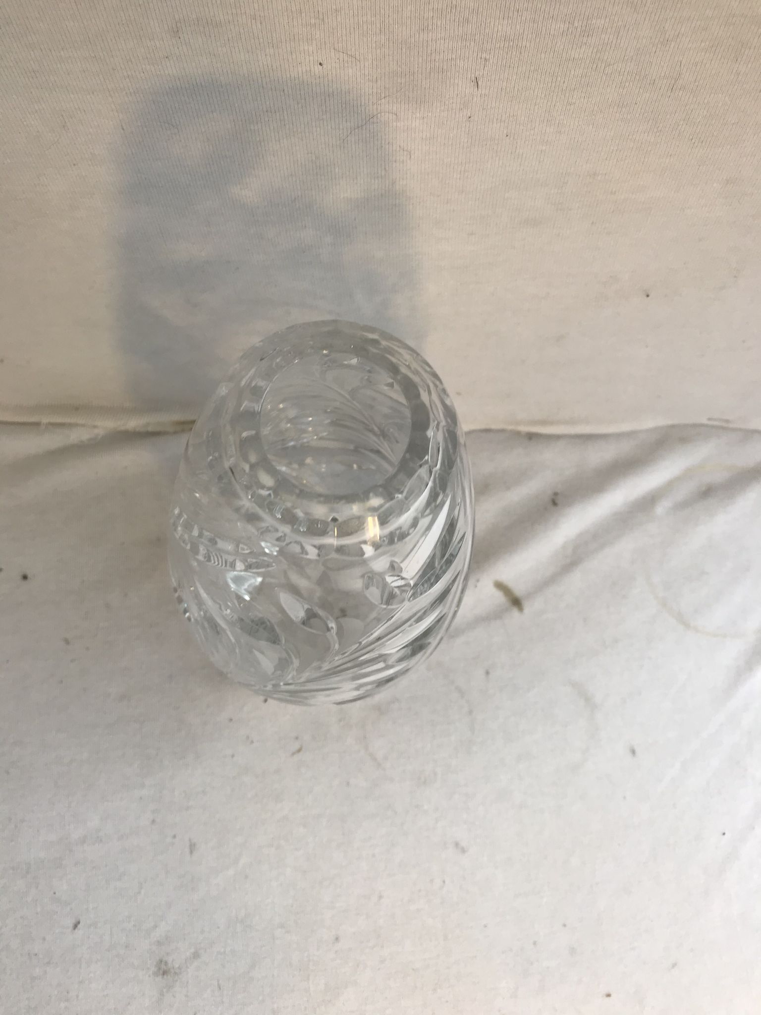 Antique crystal vase cut & polished flower design made in France