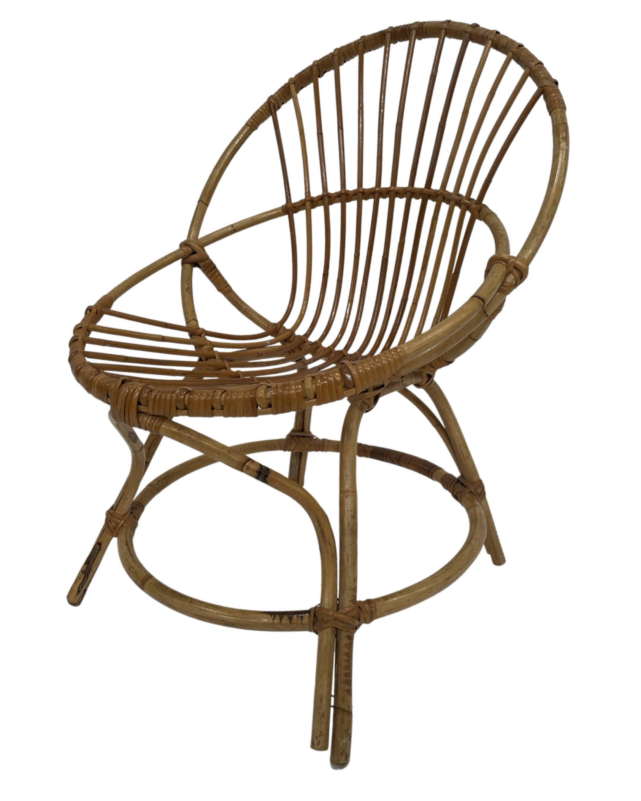Vintage rattan chair by Dirk van Sliedregt Rohe Noordwolde 1960 in the Netherlands