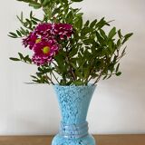 Vintage blue lichy glass vase