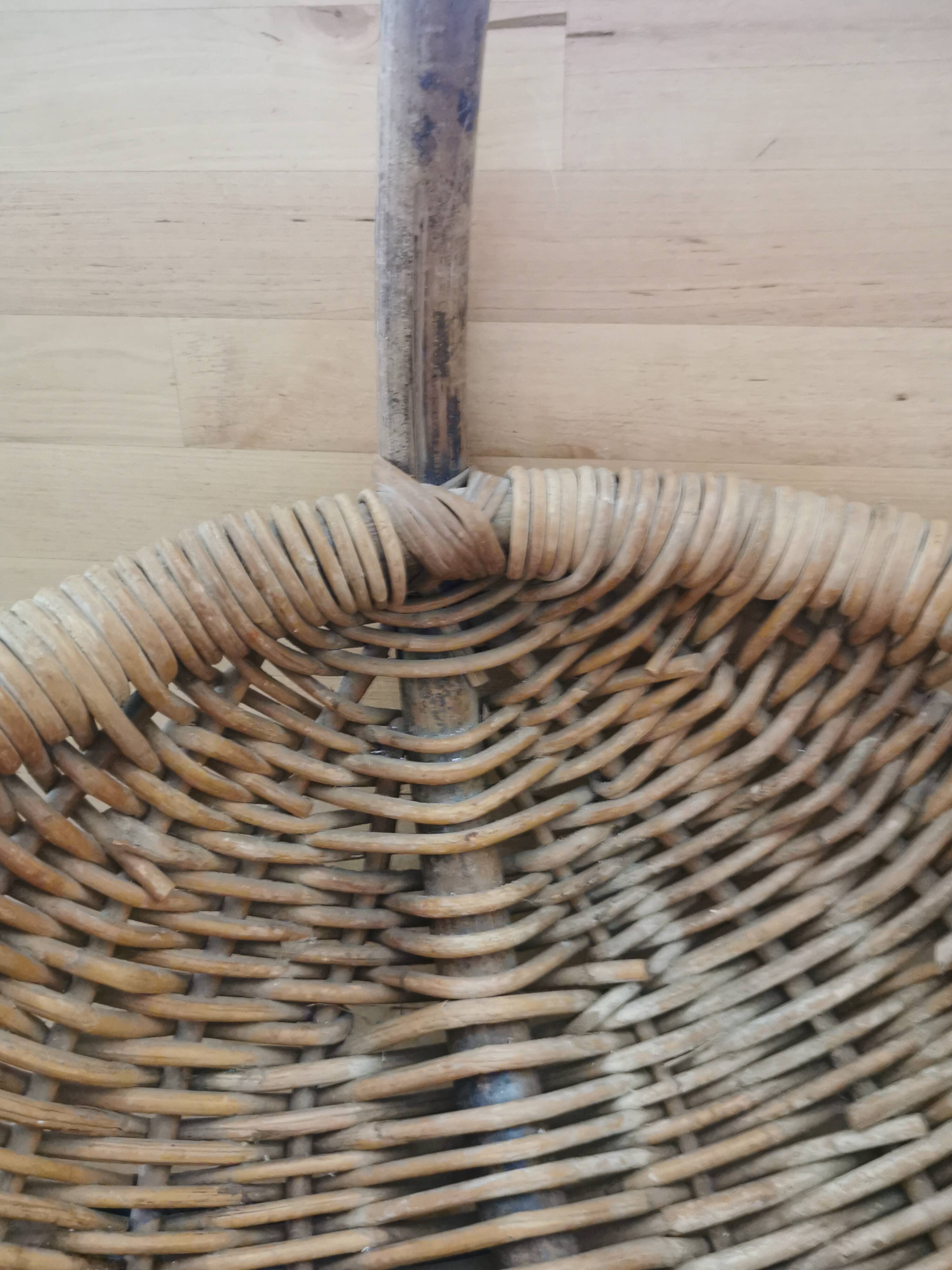 Large vintage basket braided wicker
