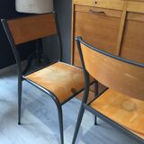 6 chaises scolaire vintage pieds compas